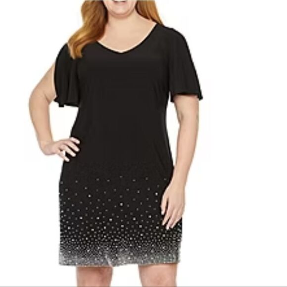 BRAND NEW MSK SHORT SLEEVE BEADED SHIFT DRESS - PLUS - Picture 1 of 16